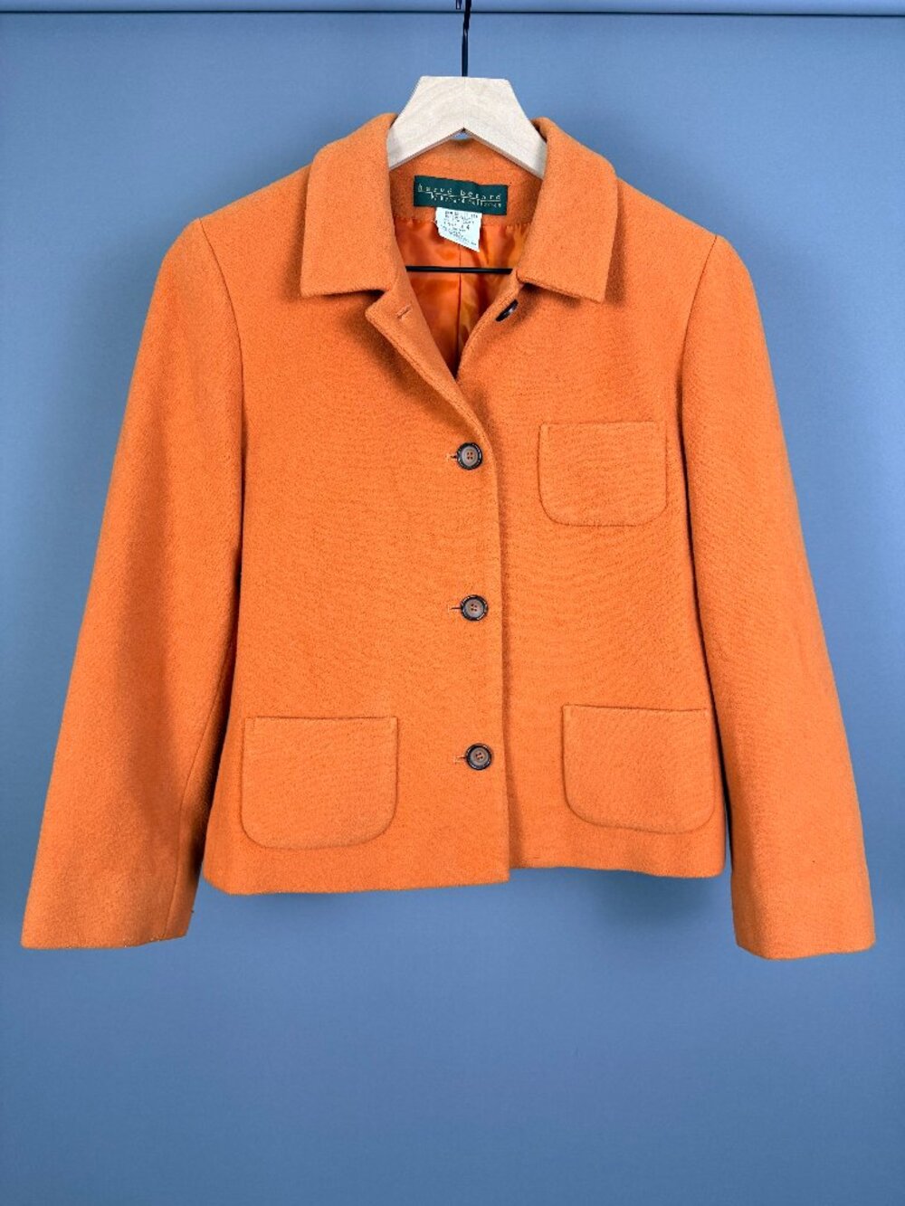 Harvé Benard Wool Cashmere Blend Rust Orange Blazer Jacket Women's 4
